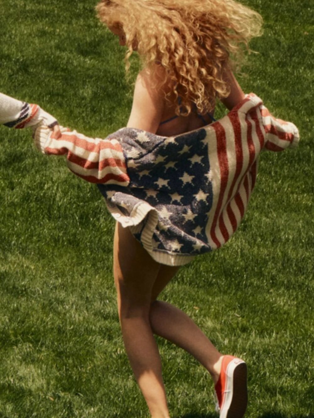 Anthropologie Pilcro Stars & Stripes Cardigan USA American Flag Size L NWT